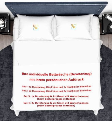 Bettwäsche Duvet bedrucken Schweizer Masse oder Wunschgrösse Baumwolle