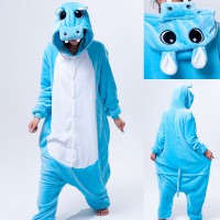 Nilpferd Flusspferd Jumpsuit Schlafanzug Pyjama Kostüm Onesie blau oder grau