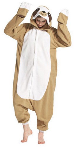 Faultier Sloth Pyjamas Kostüm Jumpsuit Tier Schlafanzug Erwachsene Unisex 